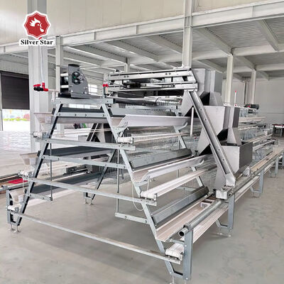 3 Tiers A-Type Layer Chicken Cage with Hot-Dip Galvanized Steel and Automatic Egg Collection System
